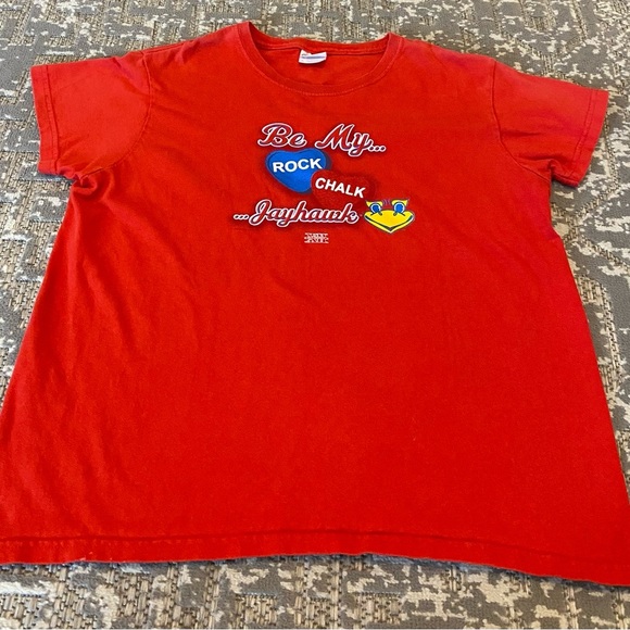 Kansas Jayhawks Be My Jayhawk Rock Chalk Shirt Size Large Color Red - Picture 1 of 4